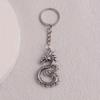 Vintage Silver Zinc Alloy Dragon Shape Keychain Pendant, Birthday Or Other Holiday Gift, Creative Fashion Item, Retro Style