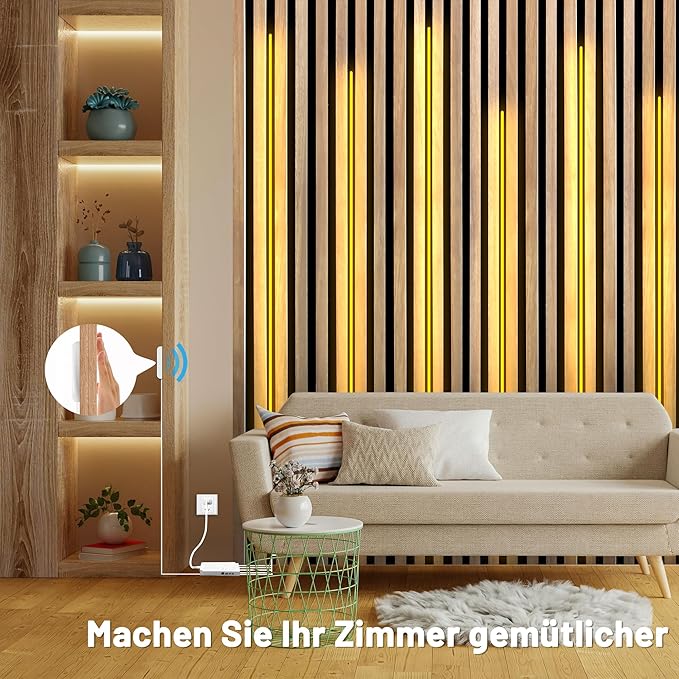 LED Acoustic Board Decorative COB Light Strip Touch Dimmable Wall Background Lamp Show Shelf Under Cabinet Bedroom Night Light