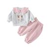 Infant Girl Spring 2026 Korean Doll Collar Top & Casual Pants Set