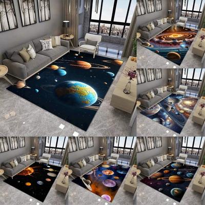 Tappeto Grande Area Stampa Pianeti Cosmici Antiscivolo Resistente all'Usura per Soggiorno Camera da Letto Tappetino Morbido Decorazione Casa Moda