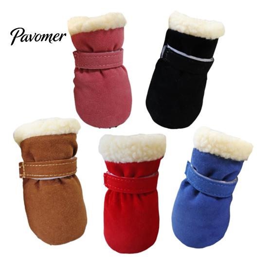 Comfortable Outdoor Dog Gear 4Pcs Winter Booties, Fleece Lined Snow Boots, Warm Adjustable Protective Paw Wear for Dogs Protectors with Non-slip Soles
