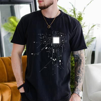 Fashion CPU Processor Circuit Diagram T-Shirt for Men Summer T-shirt Circuit Board Funny Men's Tops Tees Shirts Homme Clothes