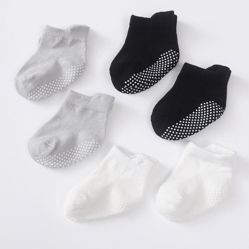 Floor Socks Solid Color Socks Non Slip Knitted Baby Socks Breathable Socks for Stable Step & Reduced Falling Risks