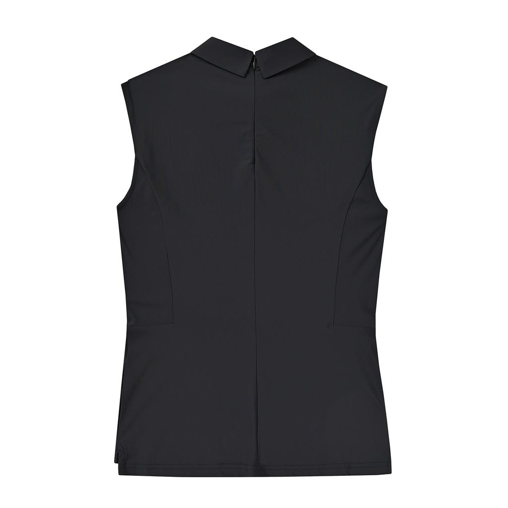 MARTINE GOLF Back Zip-Up Sleeveless Shirts_Black