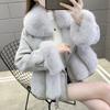 New imitation fox fur jacket women's short imitation suede coat light winter clothing