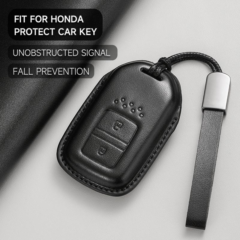 Leather Car Key Cover Case Protection Shell Keychain For Honda Accord Civic 8 10 11 Th Gen HR-V CR-V BR-V Vezel Jazz Freed Pilot
