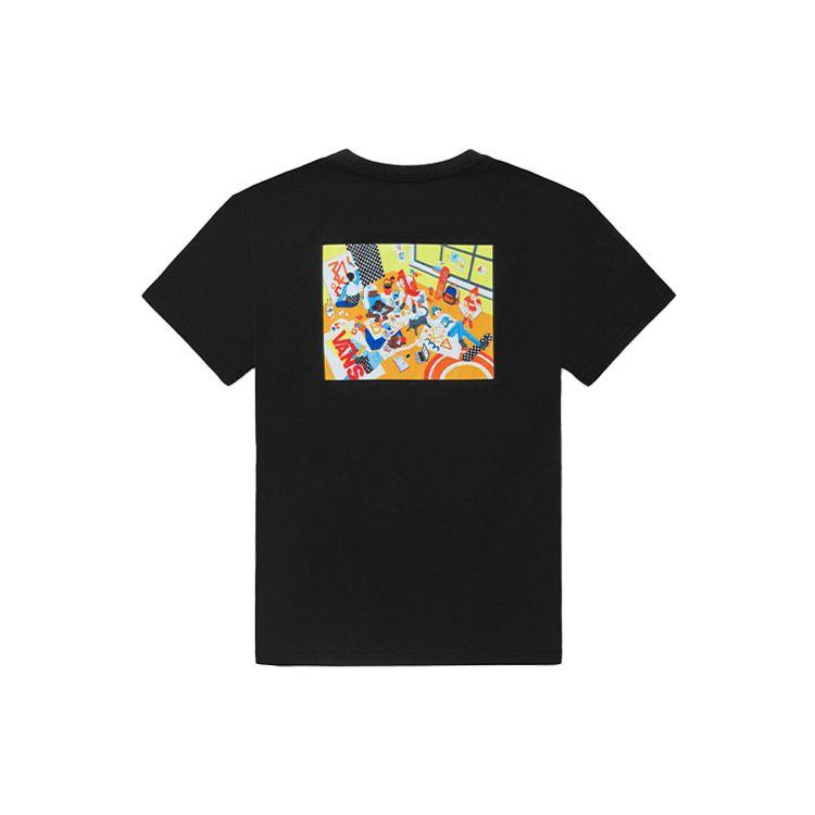Vans Sports Casual Printed Round Neck Short Sleeve Drop Shoulder T-Shirt Women T-Shirt Black VN0A5F4CBLK