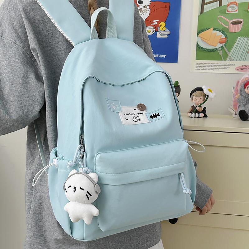 Schoolbag Japanese College Student Female Ins Versatile Cute Simple Schoolbag Solid Color Backpack Large Capacity Lightweight Backpack