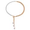 Temperament Asymmetric Special-shaped Imitation Pearl Fringed Necklace, Mixed and Matched Punk Thin Chain Necklace