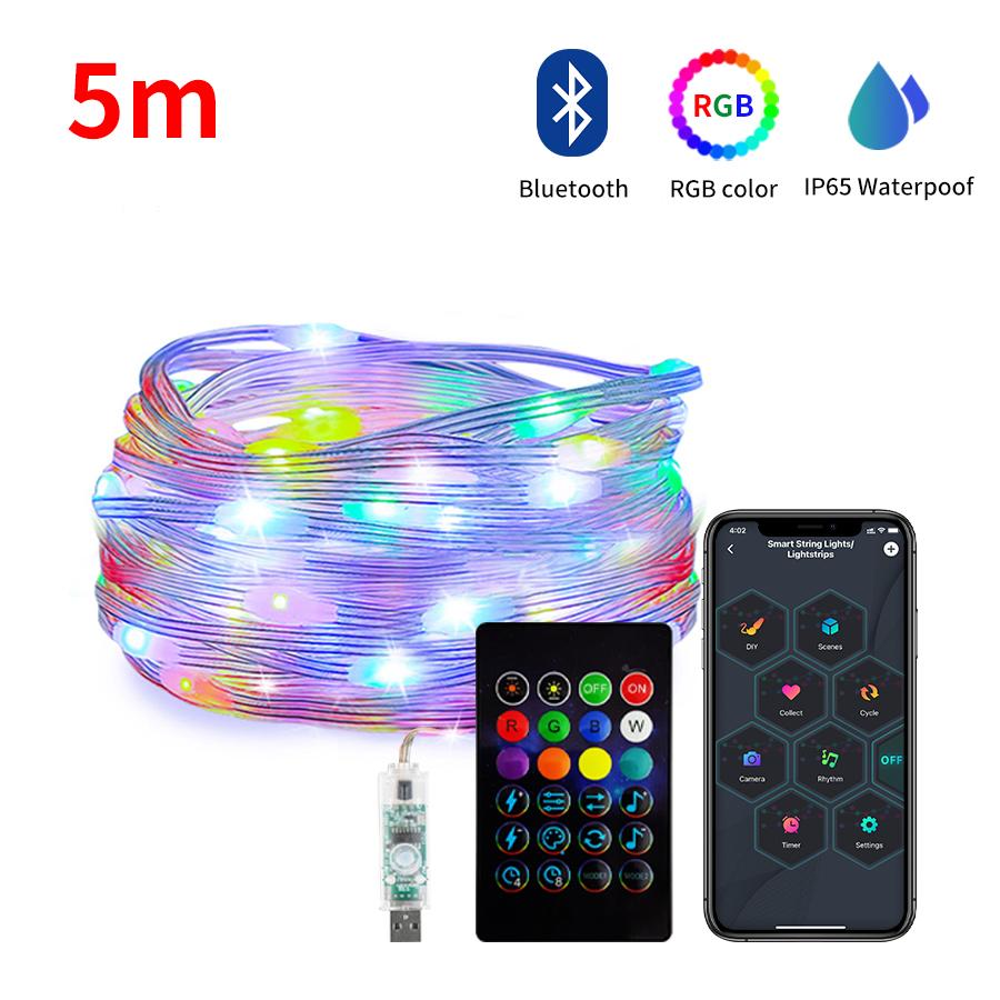 

5M 10M USB Led String Light RGB LED String Bluetooth Fairy Lights Dreamcolor RGBIC Party Christmas Light Wedding Roon Decoration
