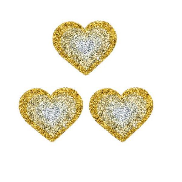 

3 шт. розовые, желтые, синие нашивки со стразами в форме сердца, аппликация, блестящий гладить на блестках, ремонт для одежды, украшения джинсов, 6,8*6,3 см жёлтый