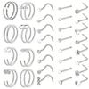Unisex Nose Ring Stud Set Surgical Steel Hypoallergenic L Shape CZ Diamond Trendy Piercing Jewelry for Men Women Daily WearStyle