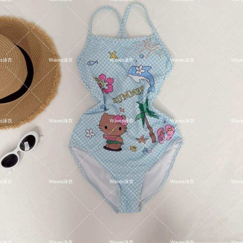Annual Racing One-piece Swimsuit Female Sweet Cute Cat Print Beach Hot Slim M