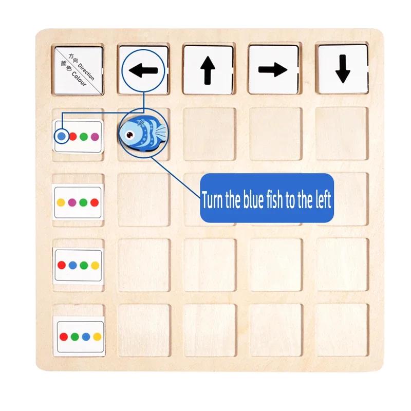 Non-Toxic Wooden Montessori Toys Children'S Logical Thinking Training Direction Color Cognition Educational Battle Battle Board Game Toys