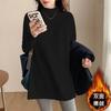 Plus Size Women's Half Turtleneck Mid-Length Long Sleeve Top Double-sided Fleece Warm Fall Winter Base Layer Shirt