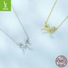 Simple Temperament Bow Necklace Collarbone Chain Versatile Classic S925 Sterling Silver Necklace Jewelry