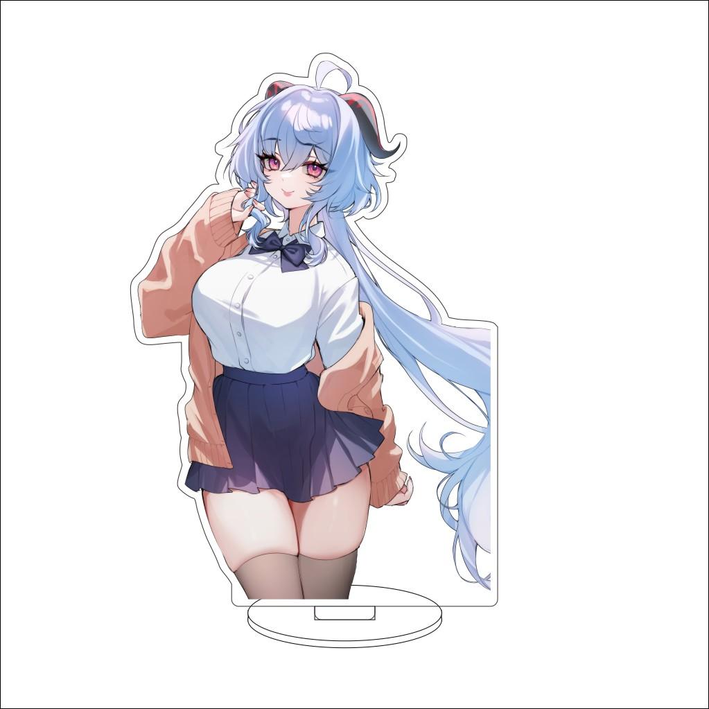 16CM Anime Genshin Impact Figure Stand Model  Ganyu Cute Desk Decor Standing Sign Gifts