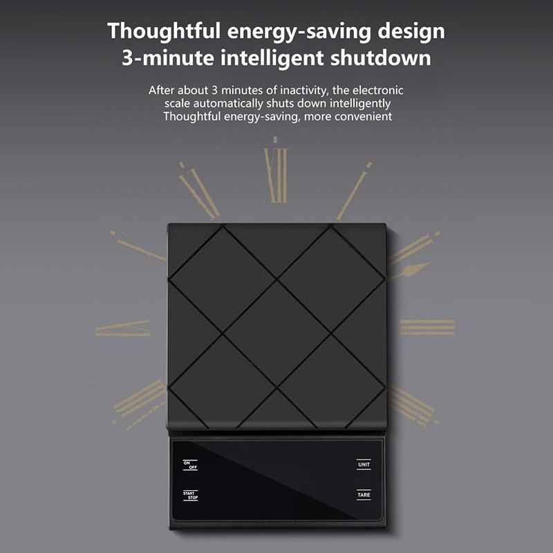 Digital Coffee Scale With Timer Led Screen Espresso Usb 3Kg Max.Weighing 0.1G High Precision Measures Kitchen Scale