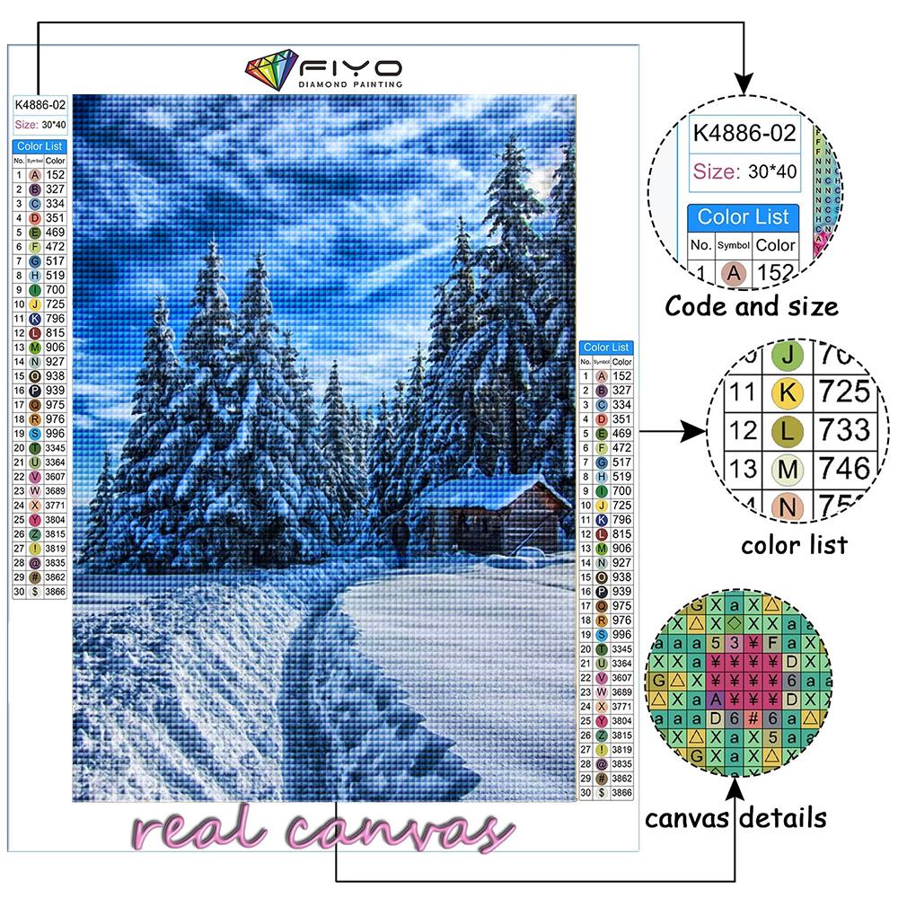Popular 5D Diy Cross Stitch Snow Scene Painting Full Drill Cross-Stitch Crafts Kit Wall Sticker Home Decor