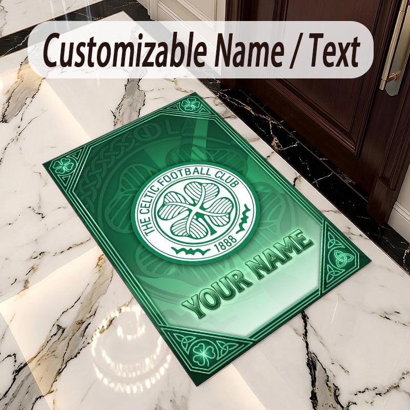 Crystal Velvet Rug Celtic FC Print Custom Name Text Floor Mat Home Decor