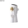 Gold-plated Relief Rose Ceramic Vase Character Flower Pot Desk Decoration Flower Arrangement Floral Vases Room Aesthetic Decor