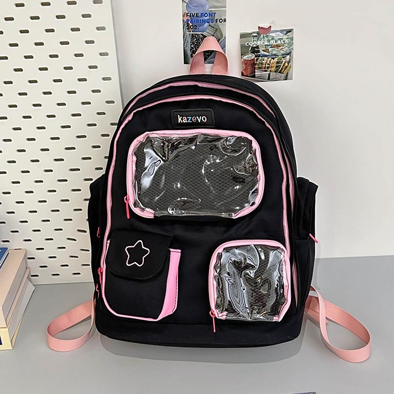 New Transparent Pain Bag Simple Middle School Students Backpack Korean Version Casual Large Capacity Japanese Ins Small Fresh Backpack