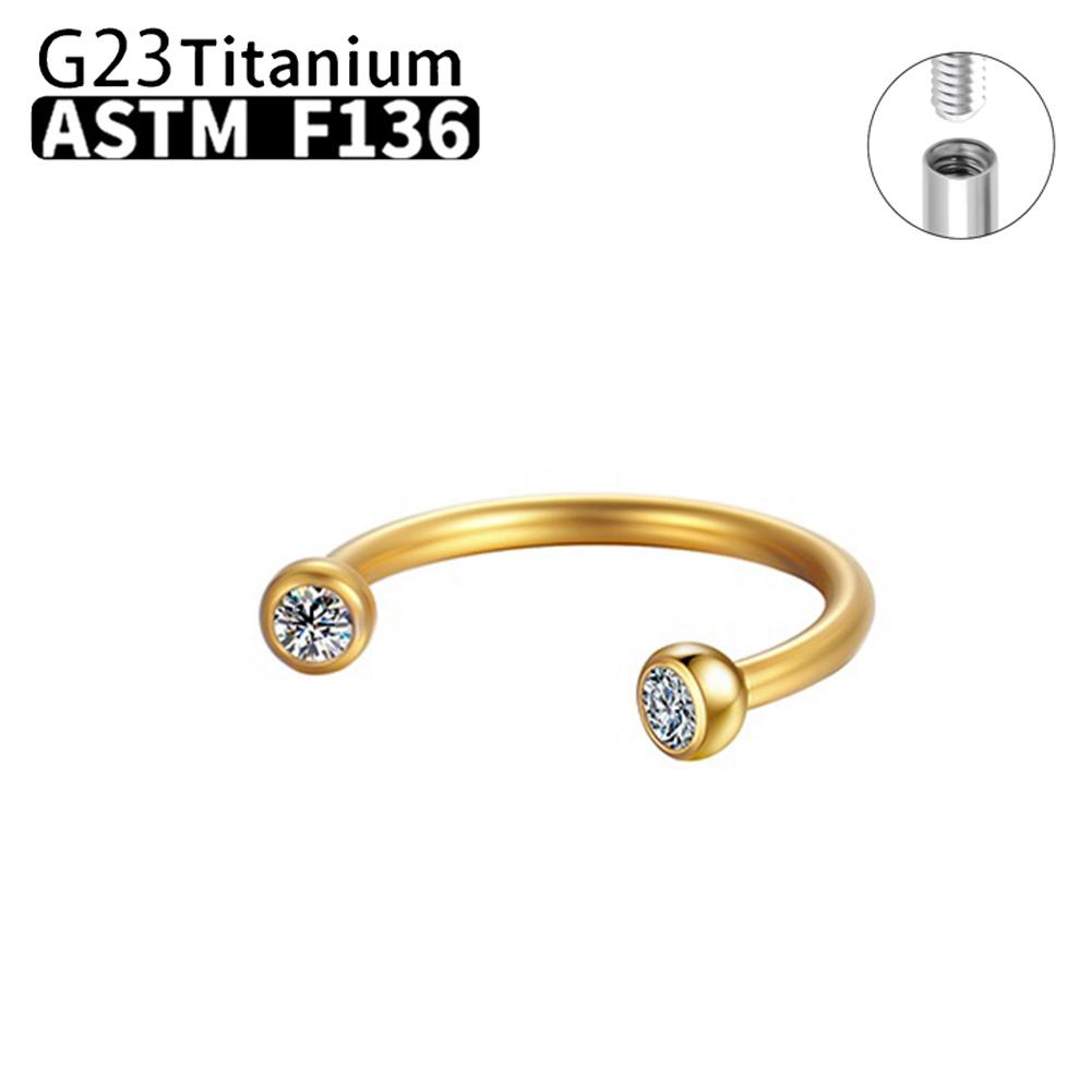 1/5/50Pcs G23 Titanium ASTM-F136 Piercings Nose Ring Internal Thread C Rod Zircon Body Jewelry For Women
