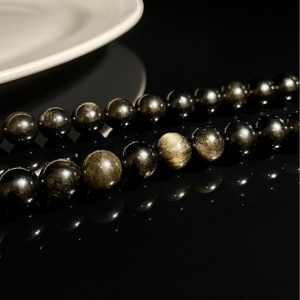 Jingxi Natural Gold Obsidian Crystal Beads Handmade DIY Bracelet Accessories