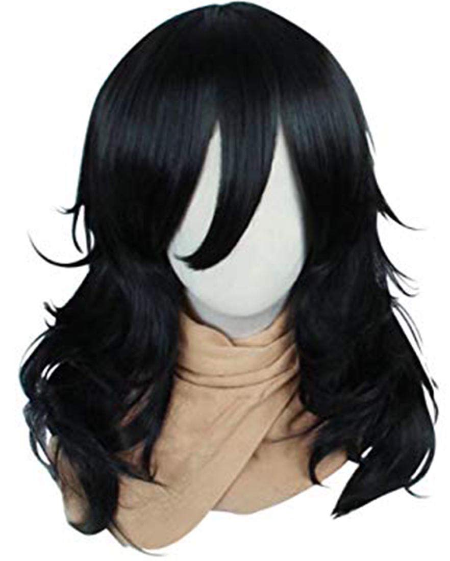 Cosplay Perücke Lang Gewellt Pony Synthetisches Haar Schwarze Perücken Für Damen Herren Verkleidungsperücke Für Anime Kostüm Partyperücke Für Halloween Perücke One Size black