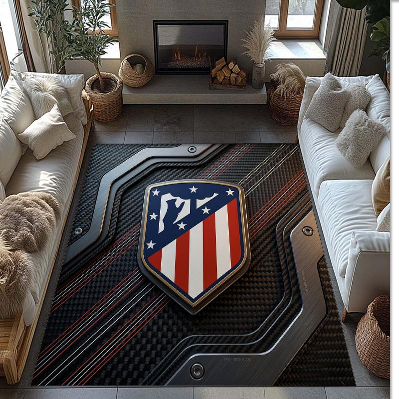Atletico Madrid Printed Flannel Area Rug Non Slip Soft Polyester Floor Carpet Indoor Decor Mat for Bedroom Living Room Sofa Game Room Home Decoration