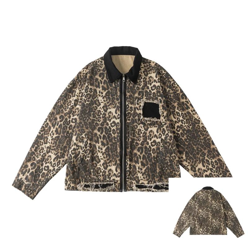 Women's Vintage Short Windbreaker Jacket Autumn 2024 Luxury Brand Cotton Leopard Denim Jackets for Woman Women's Autumn Clothes