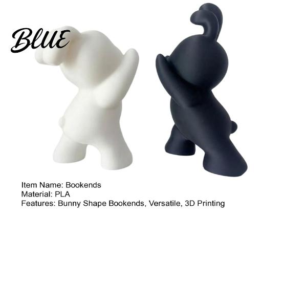 Cute Rabbit Book Supports 2PCS Bunny Bookends 3D Printed Matte Black And Study Room Shelving Supplies White Stoppers for Home Office Library