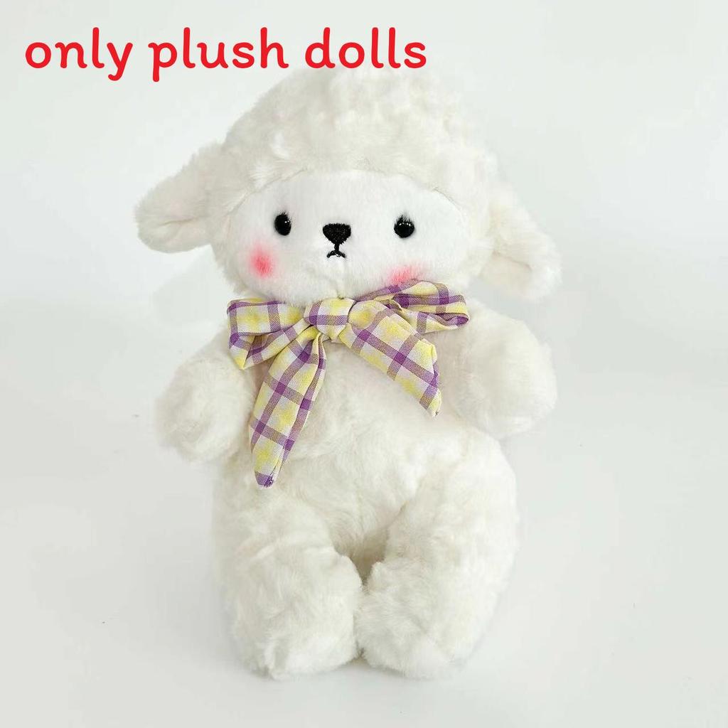 

Soft Sheep Plush Doll With Checkered Bow Decoration For Kids And Adults Perfect Gift Idea фиолетовый