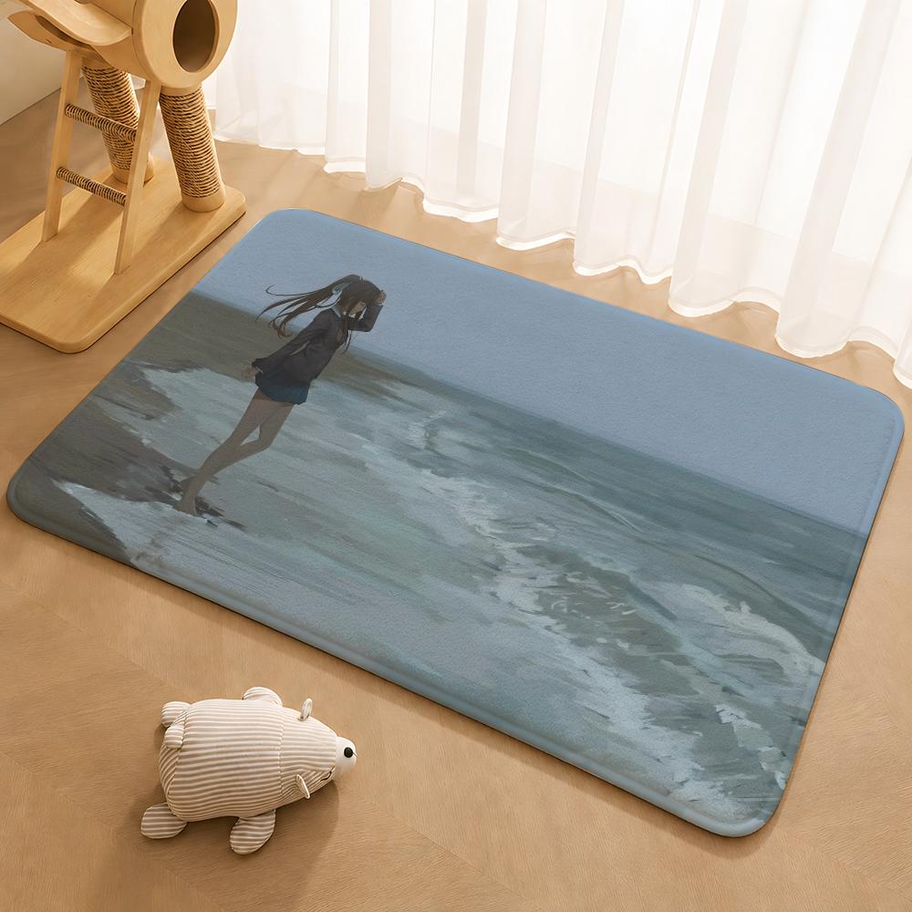 Doki D-Doki Literatuare Club Game Floor Mat Floor Mat Soft Flannel Non-Slip Door Rug for Living Room