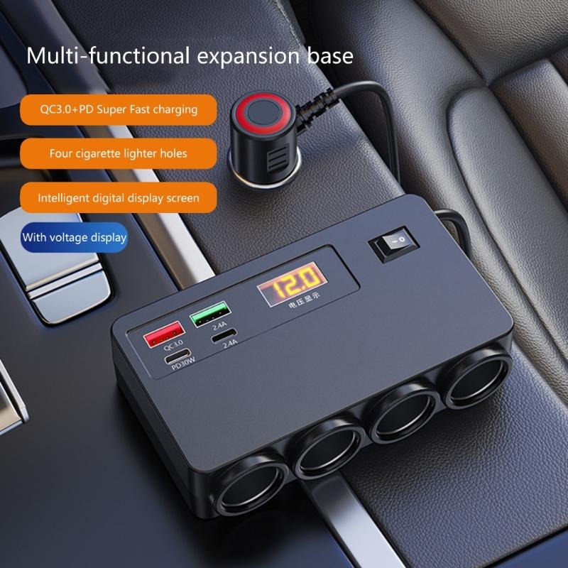 Automotive Power Adapter With Voltage Display 12V 24V Input Fast Charging USB Ports Overheat Protection For Cars Trucks