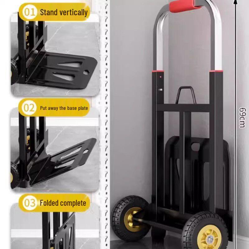 Foldable Portable Hand Cart - Heavy Duty Small Cargo & Shopping Trolley