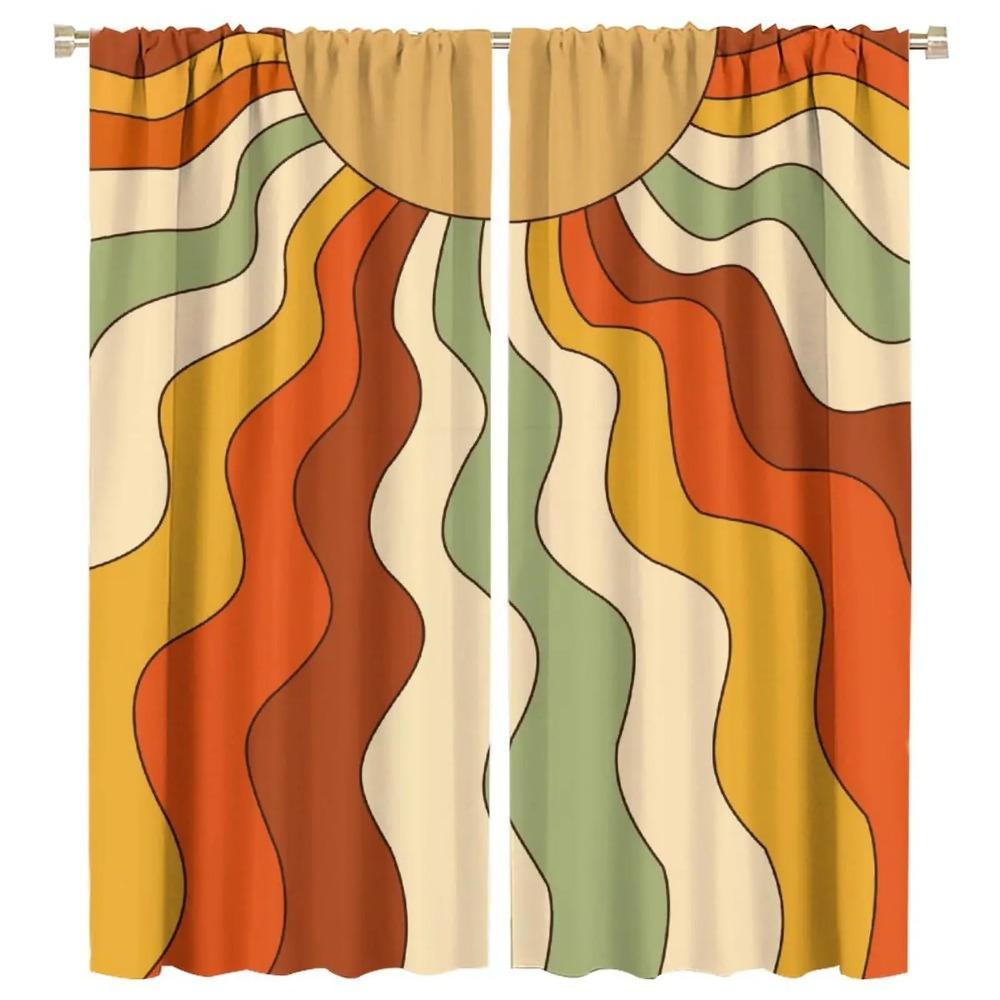 Colorful Rainbow Bedroom Curtains Home Blackout Curtains for Girls Room Decor Window Drapes for Nursery Daughter Room Set of 2