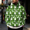 Julehættetrøje til mænd med stort print og store lommer, afslappet løstsiddende pullover til ferien