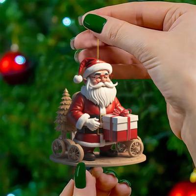 1 Paar Weihnachtsmann Anhänger Acryl Bunt Hängende Weihnachtsdekorationen Klassischer Weihnachtsmann Festliche Feiertagsdeko Geschenke für Freunde Familie CDN