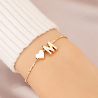 Simple Fashion Love Letter Bracelet Retro Adjustable Alloy Letter Bracelet Women Hand Jewelry
