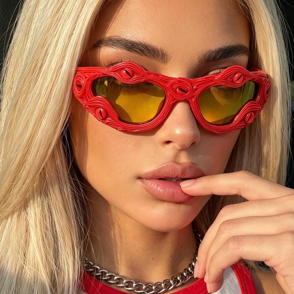 Personality avant-garde pioneer sunglasses men, dark American handmade venom party styling glasses trendy sunglasses women