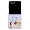 For Samsung Galaxy Z Flip7 5G Case Skin Touch Silicone Ring PC TPU Phone Cover with Cartoon Dachshund Sticker