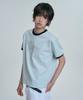 MOO Horse Hotfix Ringer Short Sleeve T-Shirt - Sky