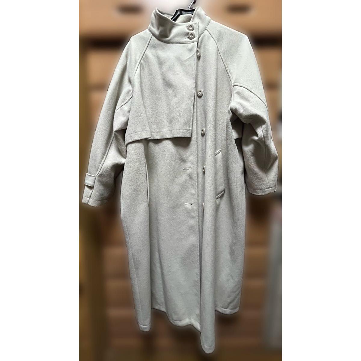 WEGO Stand Collar Long Coat White Ivory