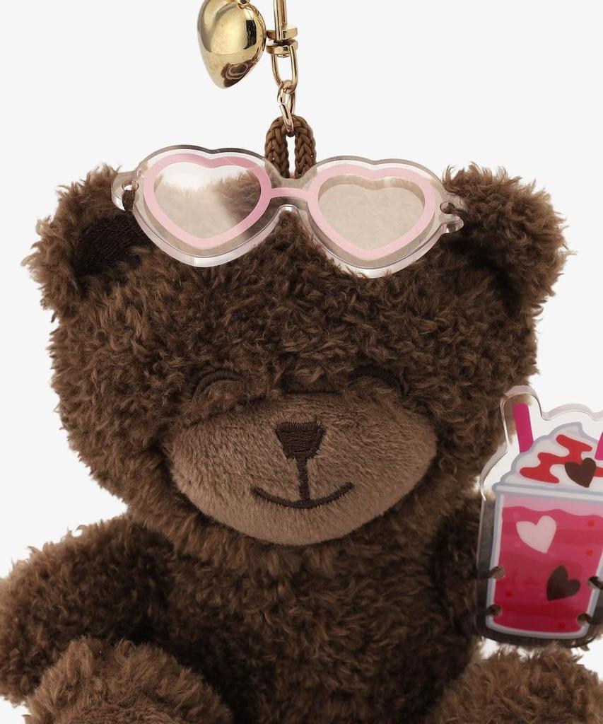Afternoon Tea Living JR47 Keychain, Plush CharmDrinkKITKAT Heartful Bear, Brown