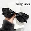 Fashion Cat Eye Sunglasses for Women Retro Vintage Trendy Black Frame UV400 Protection Shades Goggles for Summer Beach Driving