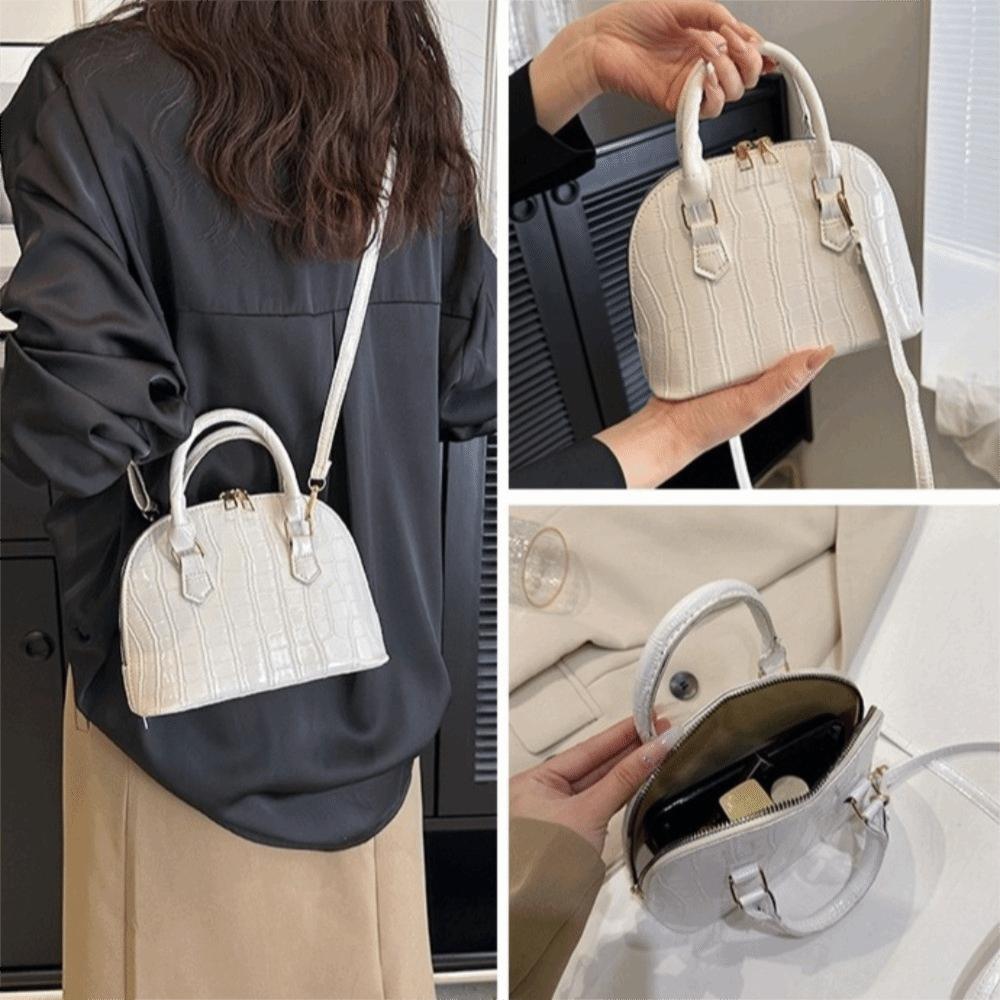PU Leather Shoulder Bag French Style Women Handbags Vintage Crocodile Pattern Shell Bag  Women