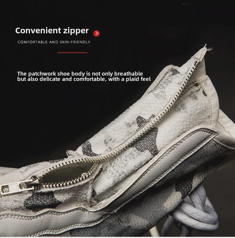 2025 Trendy High-Top Korean Style Couple Sneakers - Men's Large Size Fashion Sports Shoes for Spring & Autumn