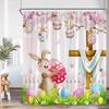 Funny Bunny Easter Shower Curtains Butterfly Watercolour Floral Rabbit Eggs Rustic Fabric Home Bathroom Curtain Decor With Hooks