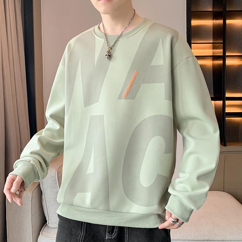 Spring Autumn Round Neck Loose Casual Hip Hop Printing Sweatshirt Male Pullover Top Men